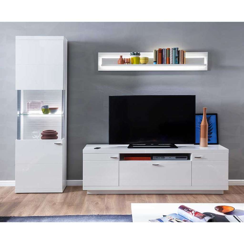 Fernsehwand in Weiß 240 cm breit