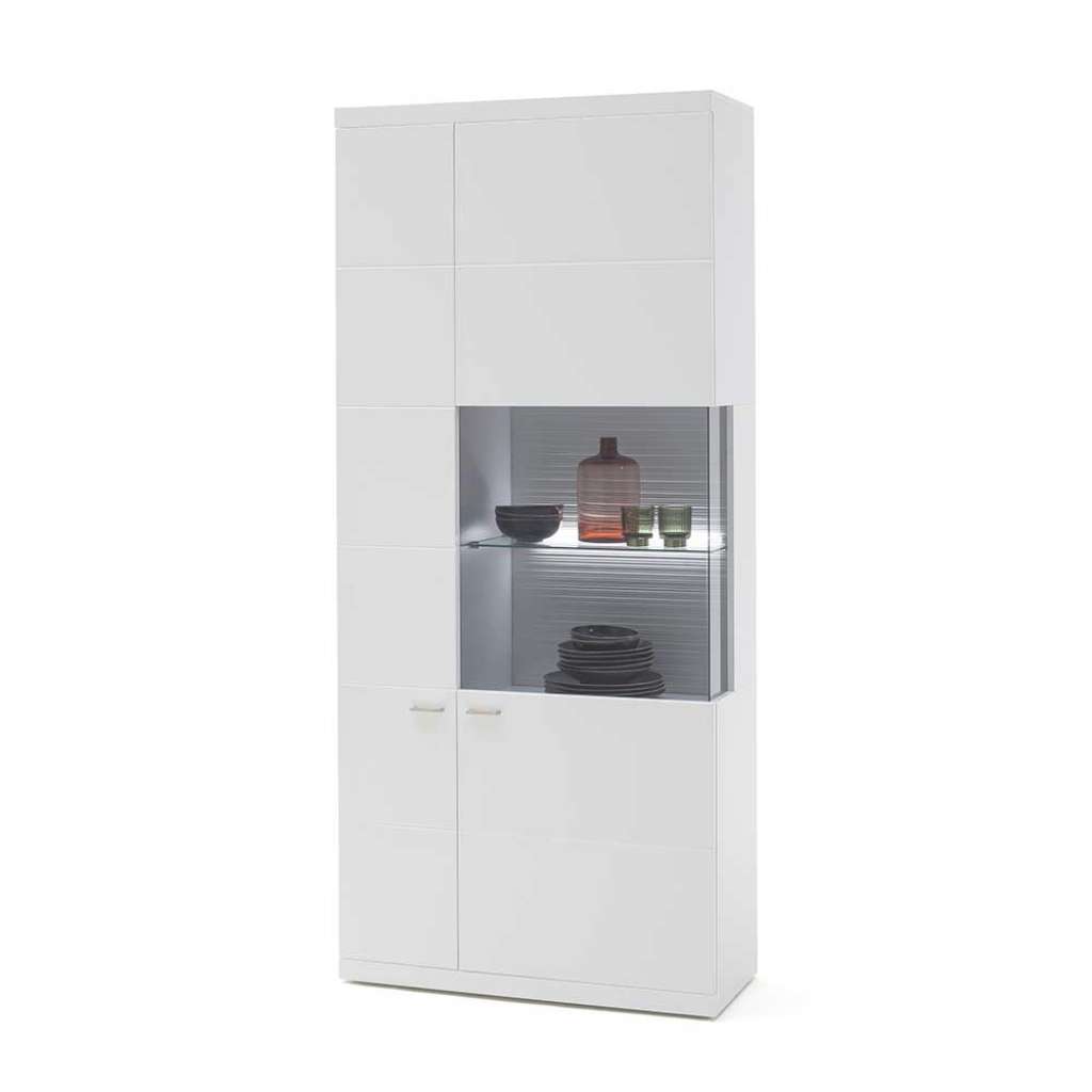 Vitrinenschrank in Weiß Hochglanz 90 cm breit