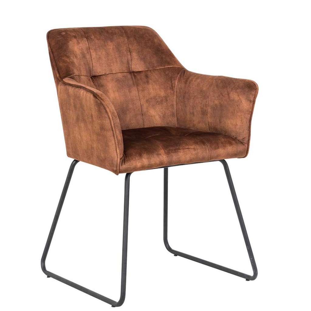 Esstischstühle in Cognac Braun Velours Metallgestell (2er Set)