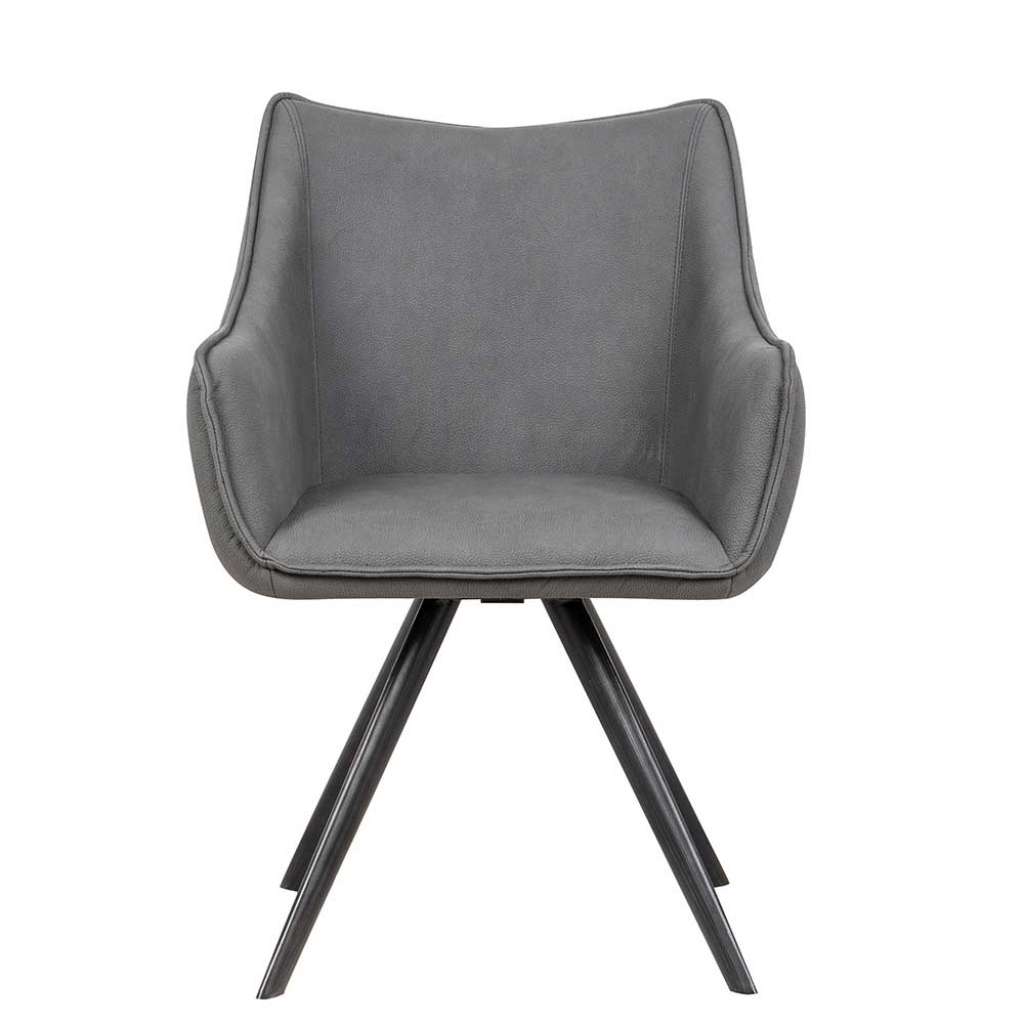 Esstisch Sessel in Grau Kunstleder drehbar (2er Set)