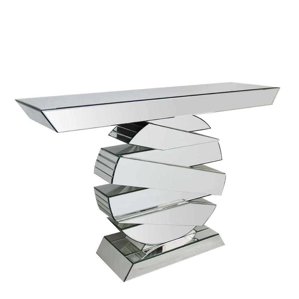 Designtisch aus Spiegelglas 80 cm hoch