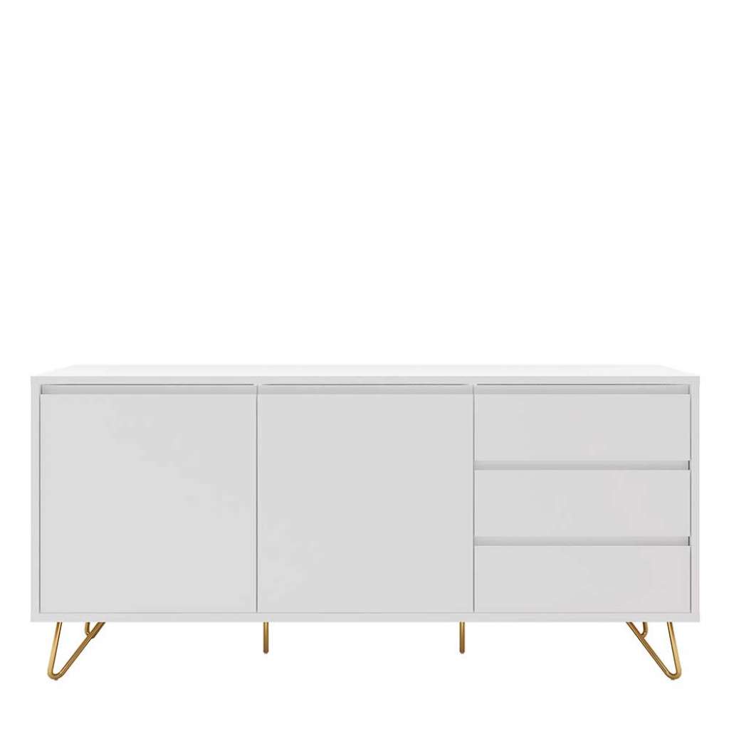 Große Kommode in Weiß und Goldfarben 150 cm breit