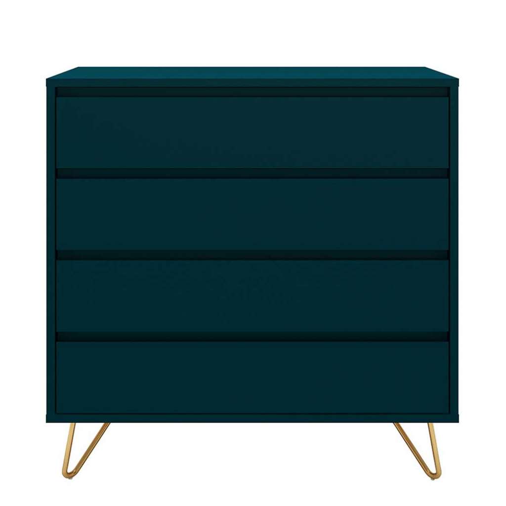 Kommode in Petrol und Goldfarben 90 cm breit
