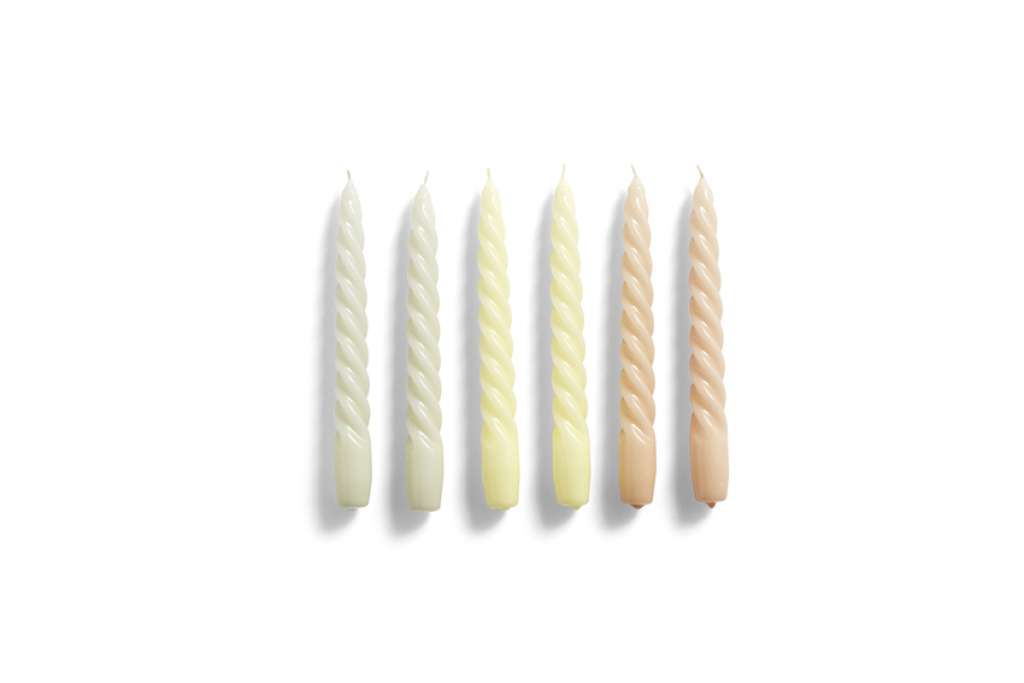 HAY - Kerzen 6er Set - grey beige, citrus, peach - twist - indoor