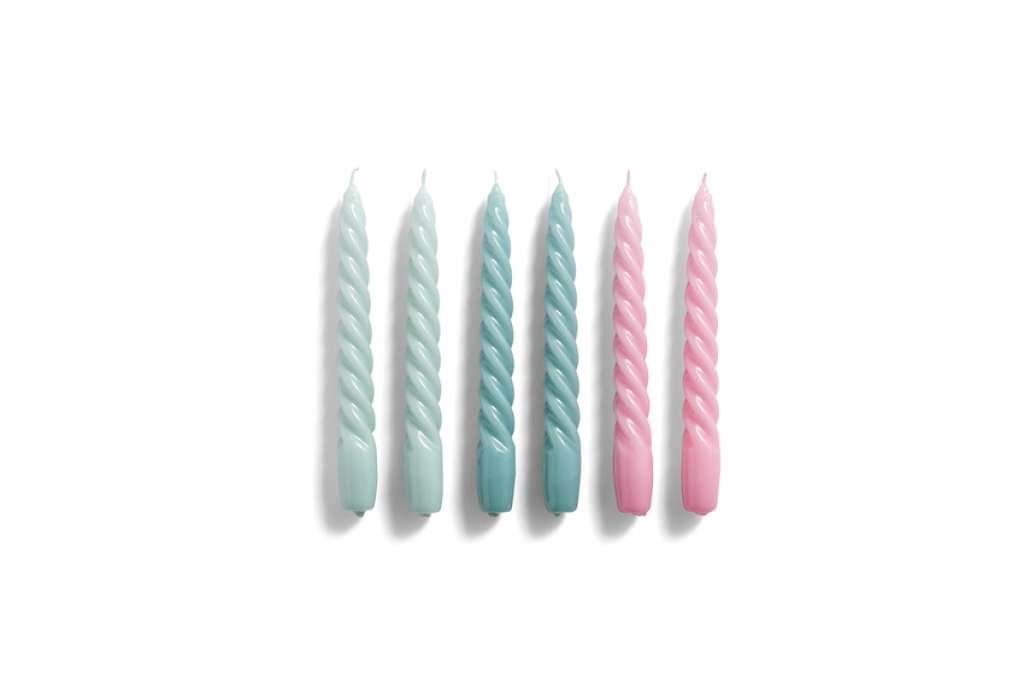 HAY - Kerzen 6er Set - arctic blue, teal, pink - twist - indoor