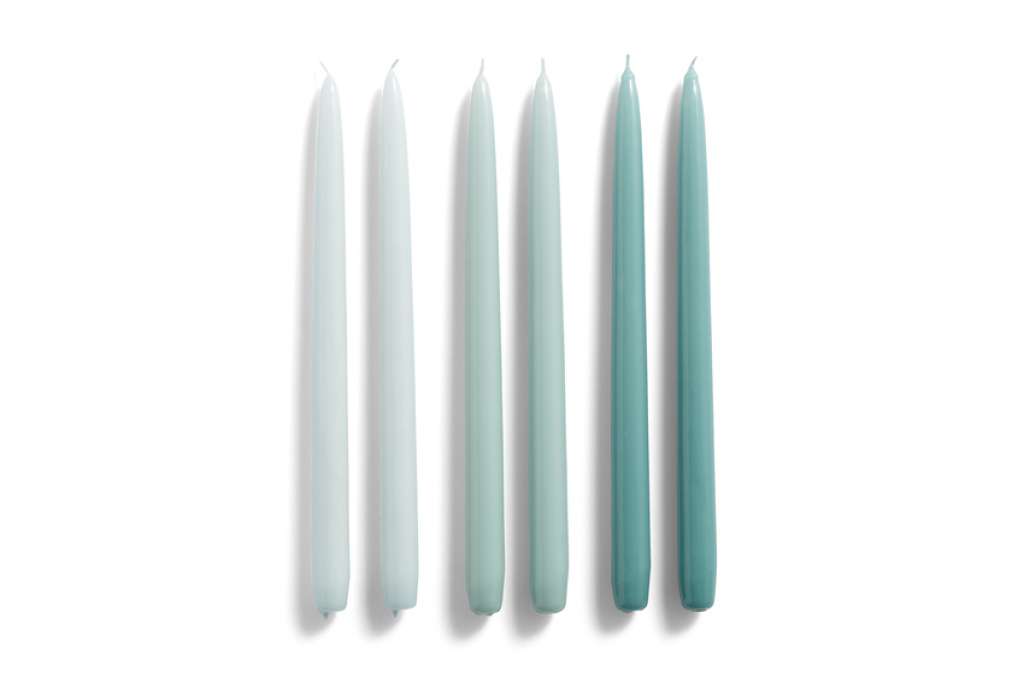 HAY - Kerzen 6er Set - ice blue, arctic blue, teal  - conic - indoor