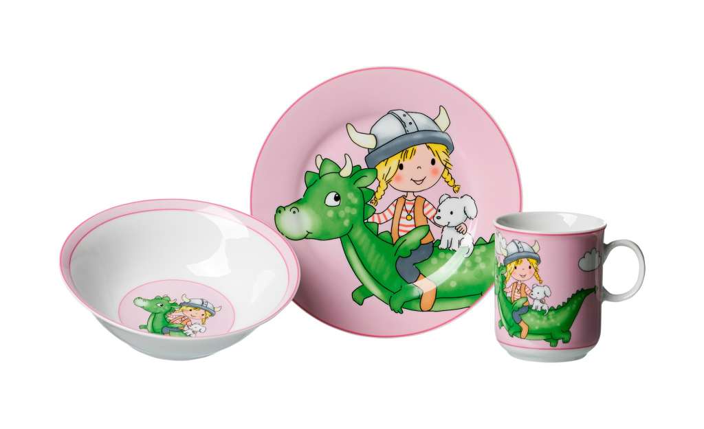 Ritzenhoff & Breker Kindergeschirr, 3-teilig  Drache pink ¦ rosa/pink ¦ Porzellan Geschirr > Kindergeschirr - Höffner