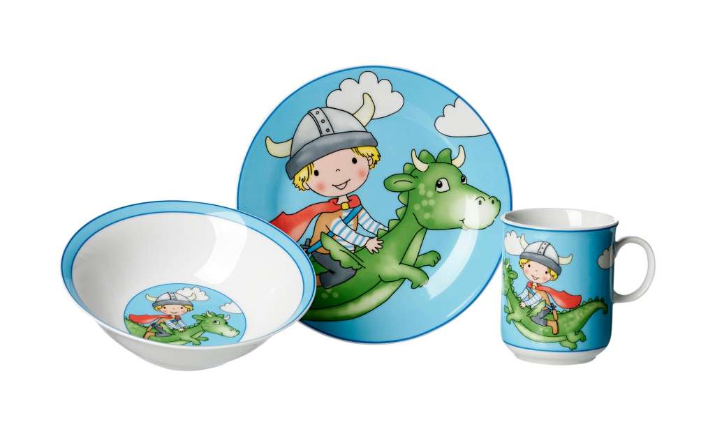 Ritzenhoff & Breker Kindergeschirr, 3-teilig  Drache blau ¦ blau ¦ Porzellan Geschirr > Kindergeschirr - Höffner