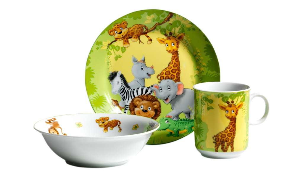 Ritzenhoff & Breker Kindergeschirrset, 3-teilig  Dschungeltiere ¦ grün ¦ Porzellan Geschirr > Kindergeschirr - Höffner