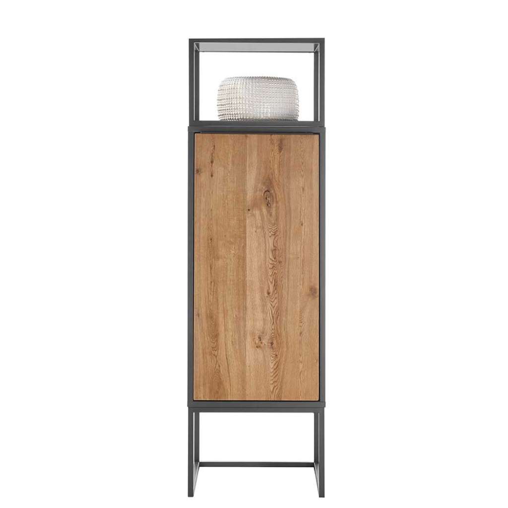 Wohnzimmervitrine in Anthrazit und Wildeiche furniert 50 cm breit