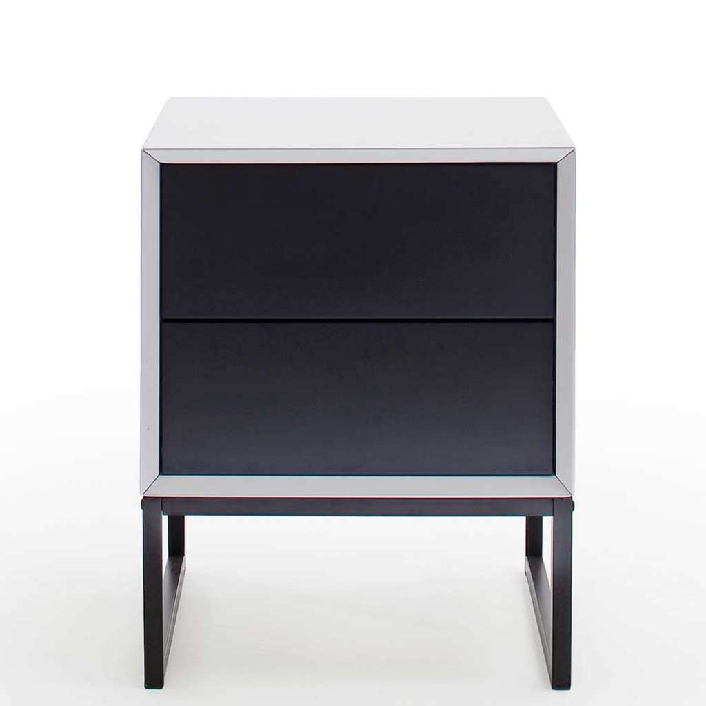 Nachtschrank in Schwarz und Weiß 45 cm breit