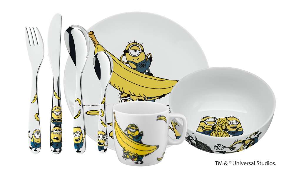 WMF Kindergeschirr, 7-teilig  Minions ¦ weiß ¦ Edelstahl, Porzellan Geschirr > Kindergeschirr - Höffner