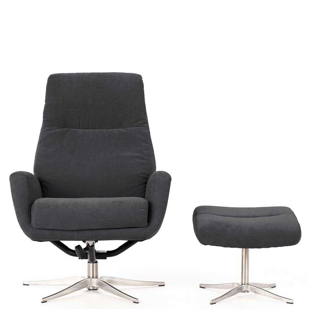 Entspannungssessel in Dunkelgrau Samt Fußhocker (2-teilig)