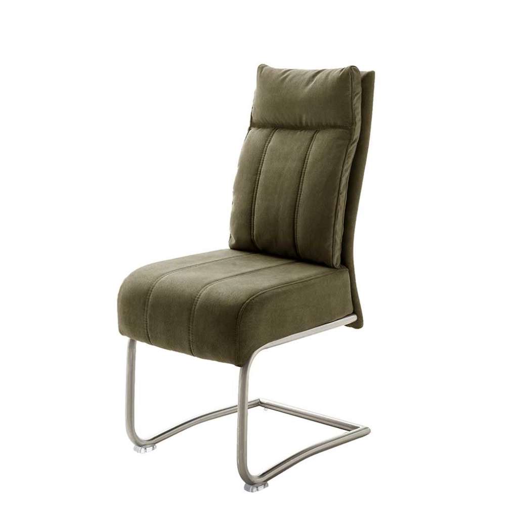 Freischwinger in Olivgrün Microfaser hoher Lehne (2er Set)