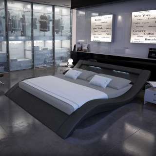 Designbett in Schwarz Kunstleder LED Beleuchtung