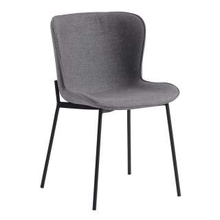 Stühle in Dunkelgrau Webstoff Metallgestell (2er Set)