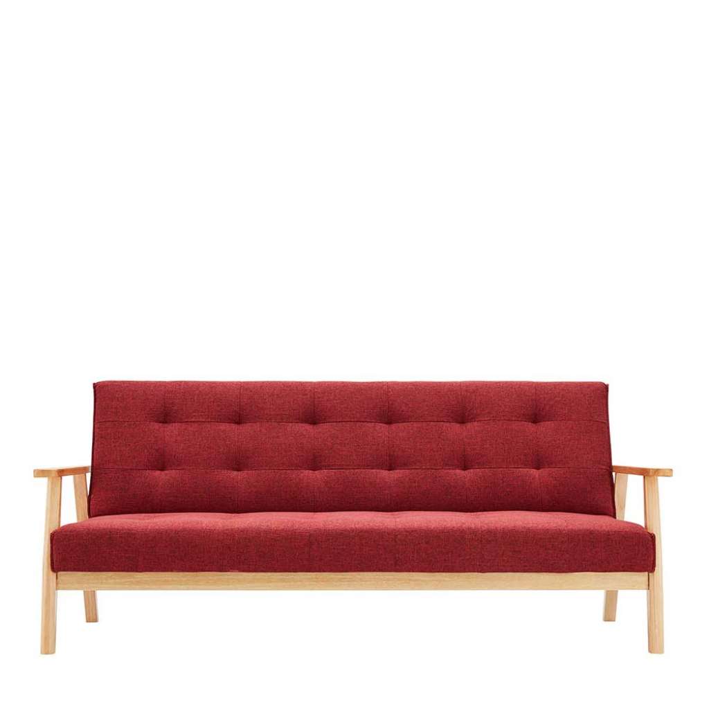 Faltsofa in Ziegelrot Webstoff Retrostil