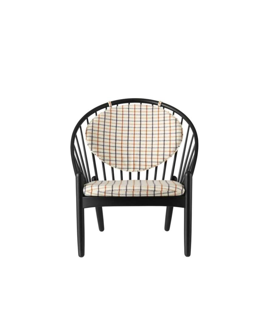 FDB Møbler - J166 Jørna Armlehnstuhl - schwarze Eiche - horse cloth checkered - indoor