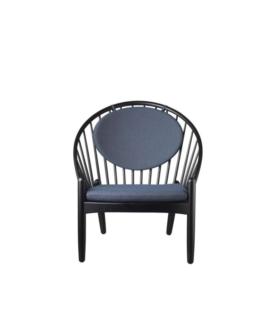 FDB Møbler - J166 Jørna Armlehnstuhl - schwarze Eiche - dark blue - indoor