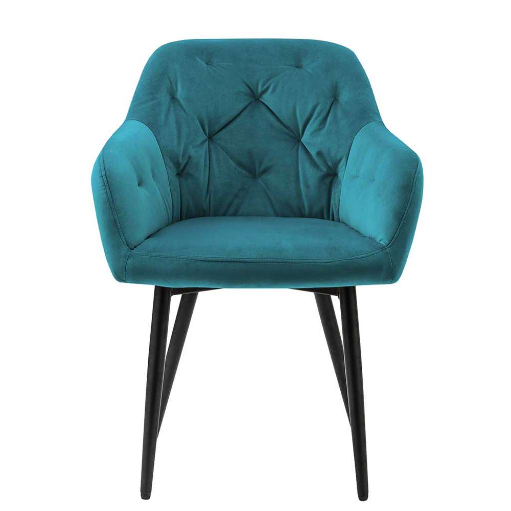 Esszimmerarmlehnstuhl in Türkis Samt Metallgestell