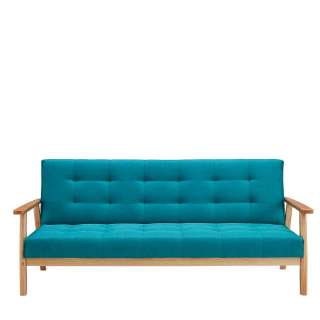 Retro Sofa in Petrol Webstoff Rücken-Klappmechanik