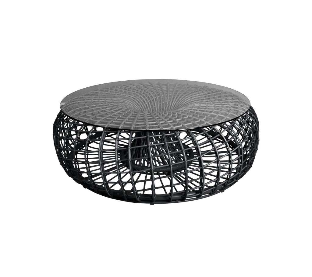 Cane-line Outdoor - Nest Hocker/Couchtisch groß mit Glasplatte - Lava grey - indoor
