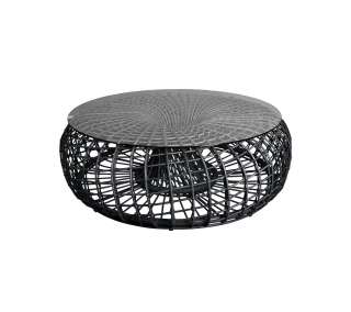 Cane-line Outdoor - Nest Hocker/Couchtisch groß mit Glasplatte - Lava grey - indoor