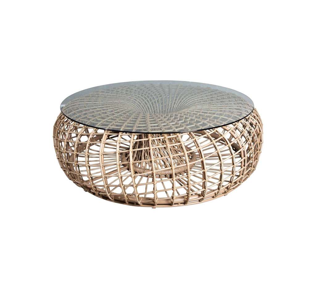 Cane-line Outdoor - Nest Hocker/Couchtisch groß mit Glasplatte - Natural - indoor