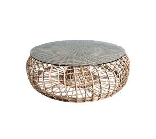 Cane-line Outdoor - Nest Hocker/Couchtisch groß mit Glasplatte - Natural - indoor