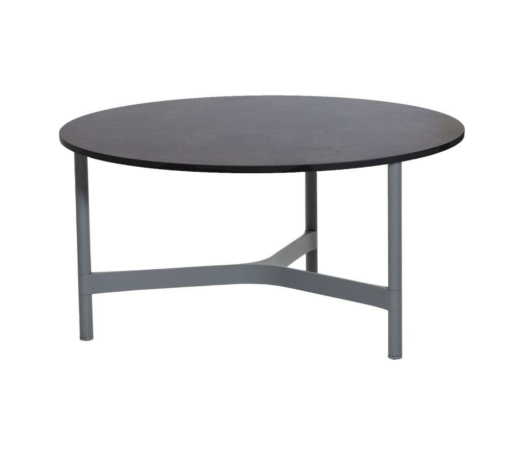 Cane-line Outdoor - Twist Couchtisch - groß - Gestell: hellgrau - Tischplatte: dunkelgrau - dunkelgrau - indoor