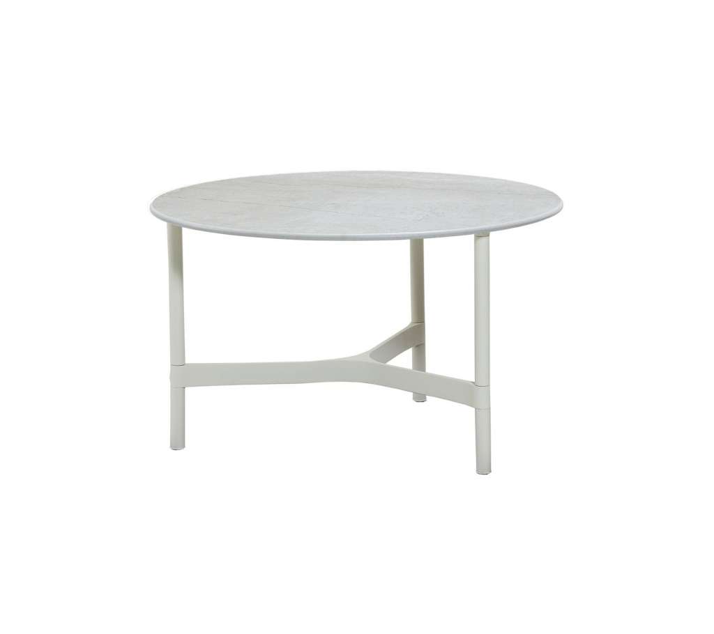 Cane-line Outdoor - Twist Couchtisch - medium - Gestell: weiß - Tischplatte: Fossil grau - Fossil grau - indoor