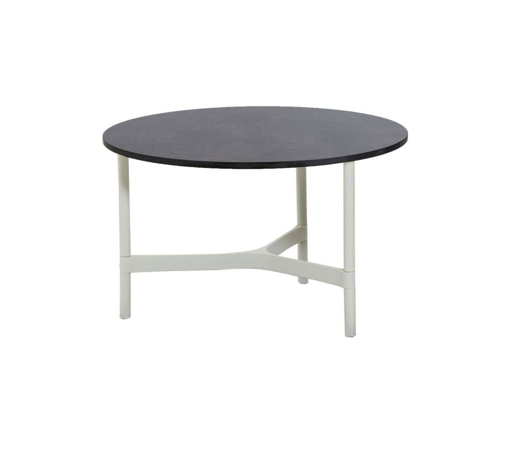 Cane-line Outdoor - Twist Couchtisch - medium - Gestell: weiß - Tischplatte: dunkelgrau - dunkelgrau - indoor