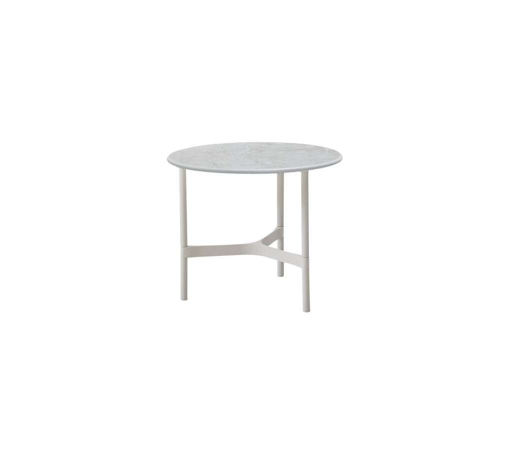 Cane-line Outdoor - Twist Couchtisch - klein - Gestell: weiß - Tischplatte: Fossil grau - Fossil grau - indoor