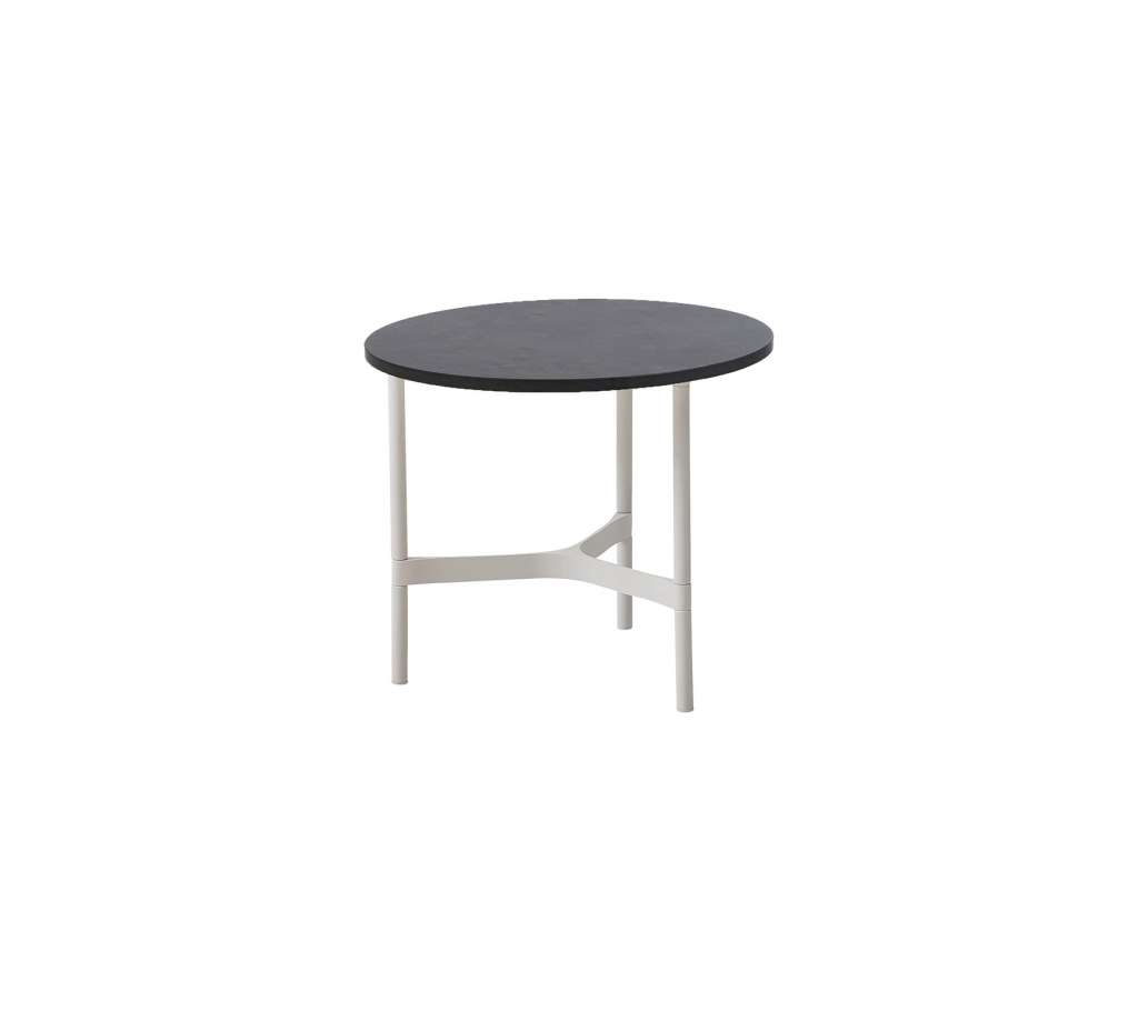 Cane-line Outdoor - Twist Couchtisch - klein - Gestell: weiß - Tischplatte: dunkelgrau - dunkelgrau - indoor