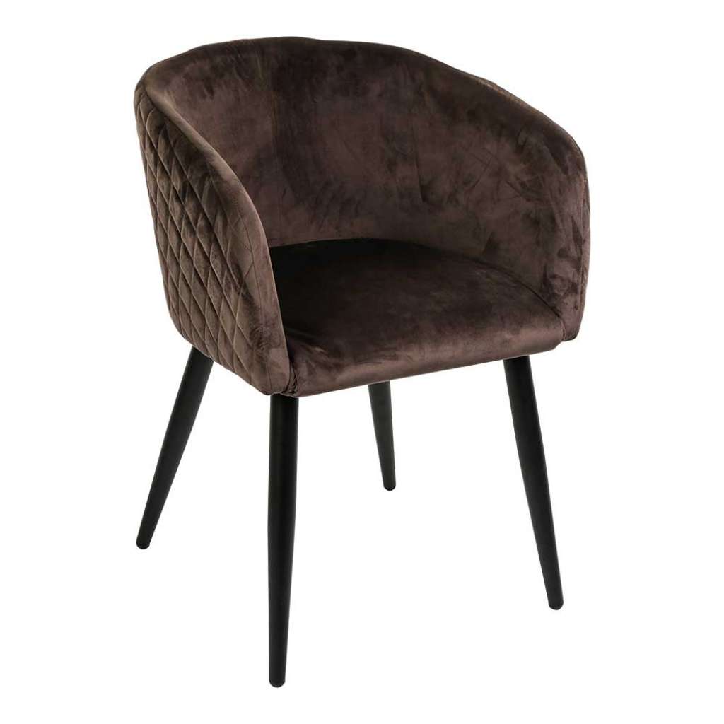 Polsterstühle in Dunkelbraun Samt Schwarz Metall (2er Set)