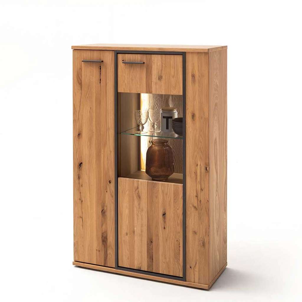 Kleine Vitrine mit Asteiche furniert 90 cm breit