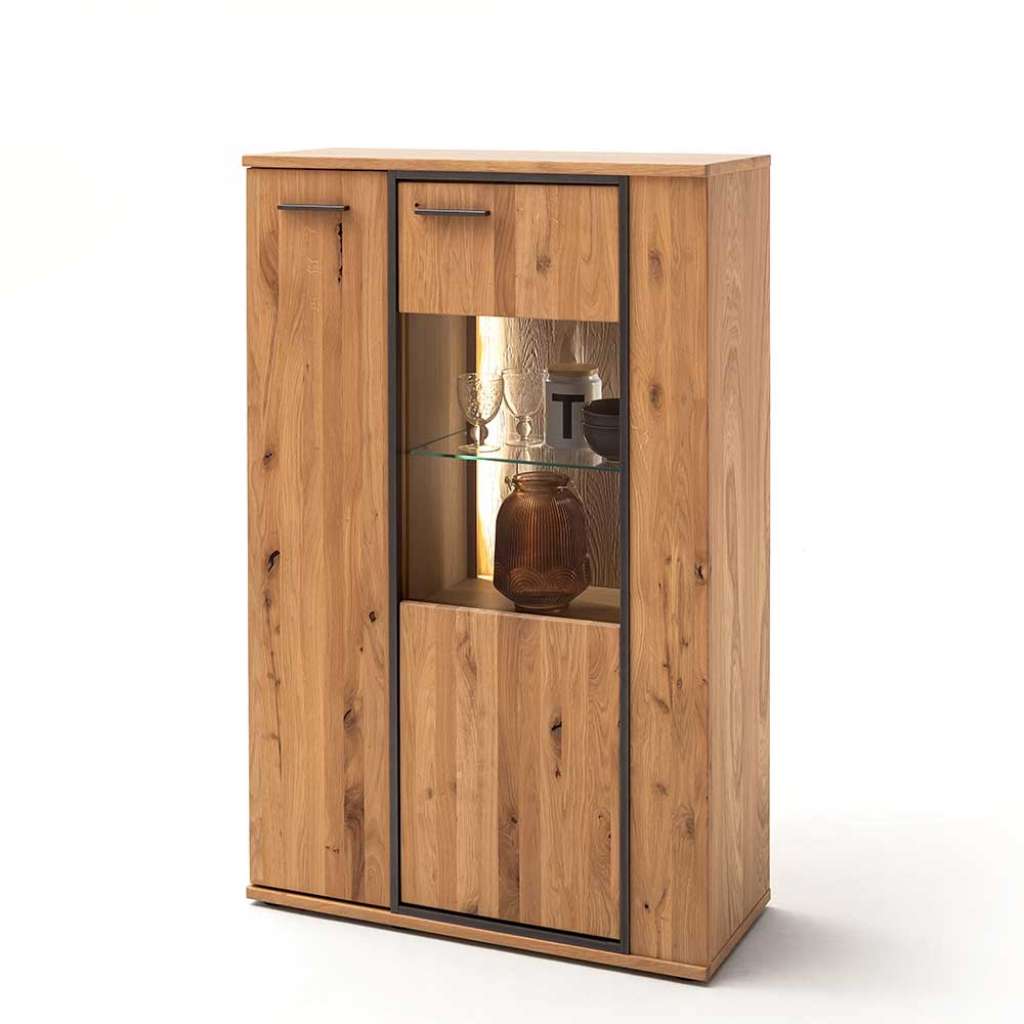 Kleine Vitrine mit Asteiche furniert 90 cm breit