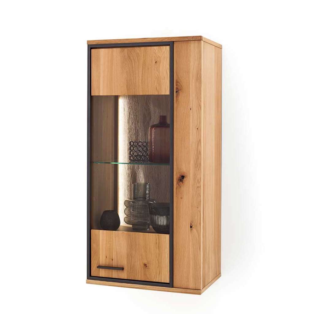 Wand Vitrine mit Asteiche furniert 60 cm breit