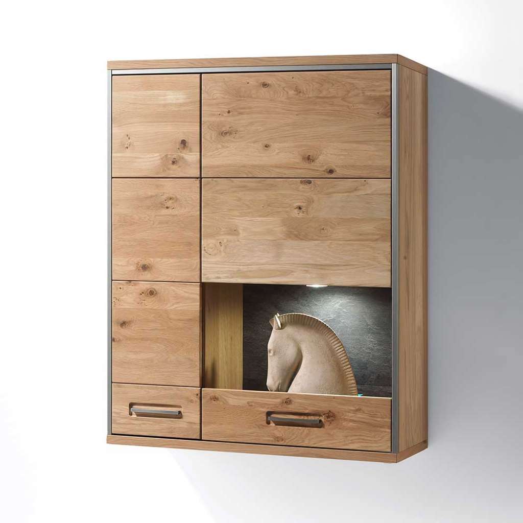 Wohnzimmer Hängevitrine mit Asteiche furniert 2 türig