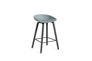 HAY - About a Stool AAS 32 - dusty blue - 75 cm - black waterbased laque - Fußbank schwarz - indoor