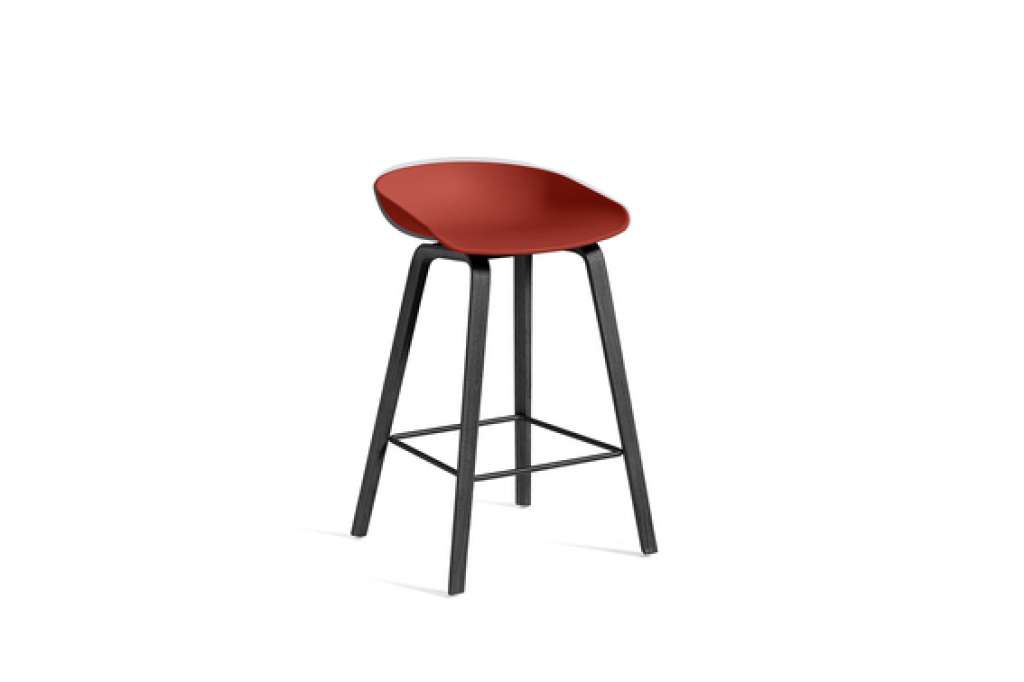 HAY - About a Stool AAS 32 - warm red - 75 cm - black waterbased laque - Fußbank Edelstahl - indoor