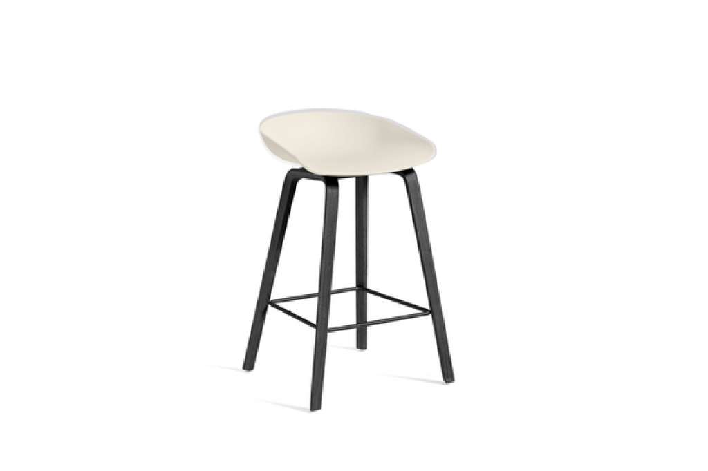 HAY - About a Stool AAS 32 - cream white - 85 cm - black waterbased laque - Fußbank Edelstahl - indoor