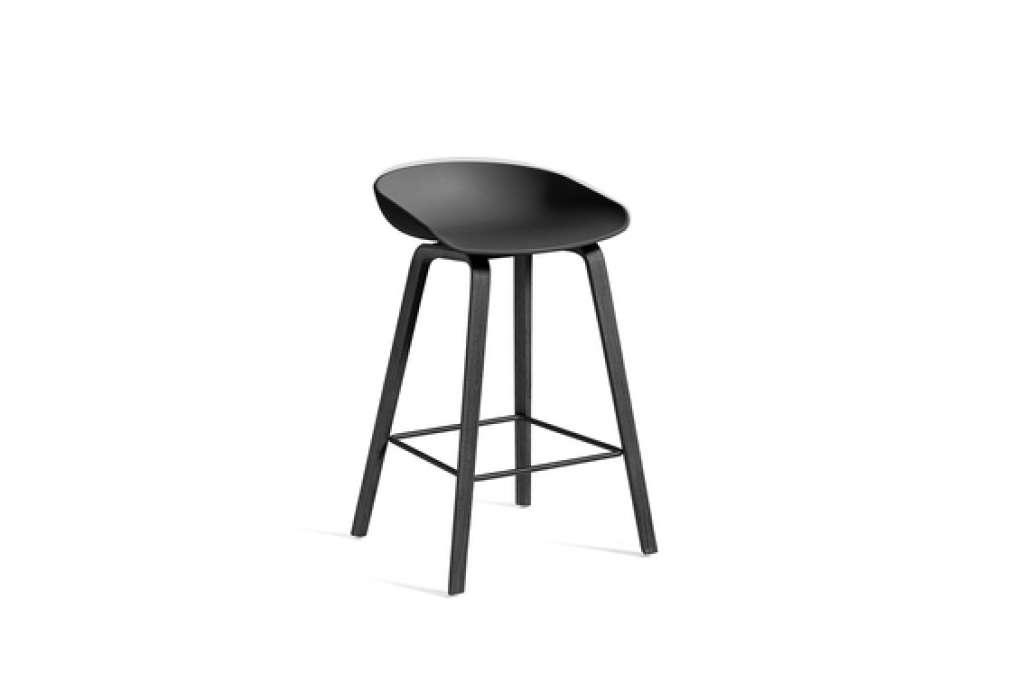 HAY - About a Stool AAS 32 - soft black - 85 cm - black waterbased laque - Fußbank Edelstahl - indoor