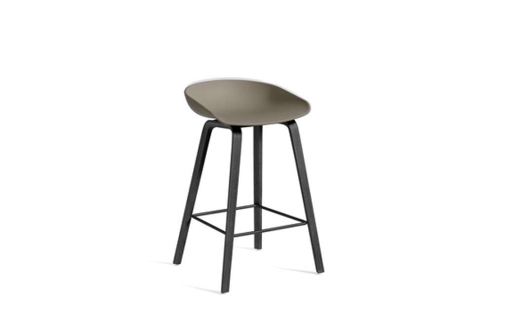 HAY - About a Stool AAS 32 - khaki - 85 cm - black waterbased laque - Fußbank Edelstahl - indoor