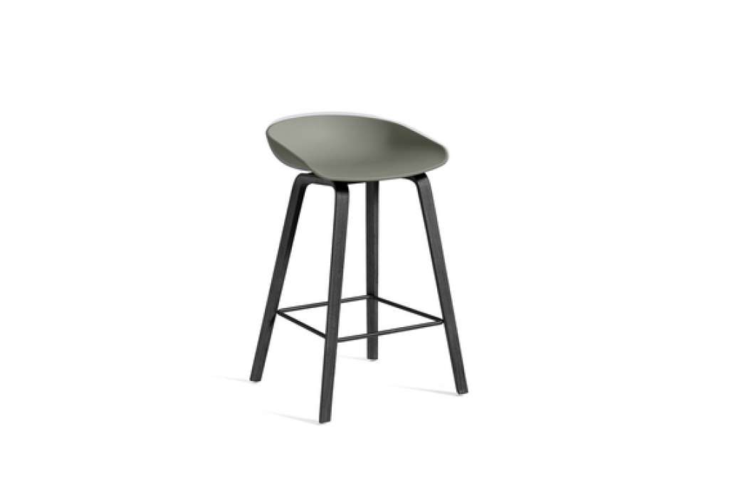 HAY - About a Stool AAS 32 - dusty green - 85 cm - black waterbased laque - Fußbank Edelstahl - indoor