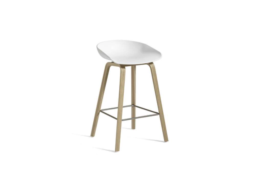 HAY - About a Stool AAS 32 - white - 85 cm - waterbased laque - Fußbank schwarz - indoor