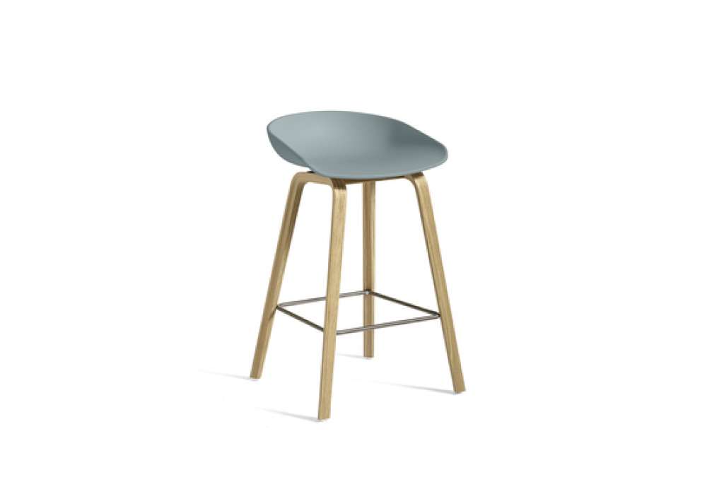 HAY - About a Stool AAS 32 - dusty blue - 85 cm - waterbased laque - Fußbank Edelstahl - indoor