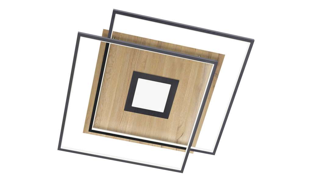 Q-Smart Home Lights Deckenleuchte, 3-flammig, Holzdekor `eckig´ ¦ holzfarben Lampen & Leuchten > Innenleuchten > Deckenleuchten - Höffner