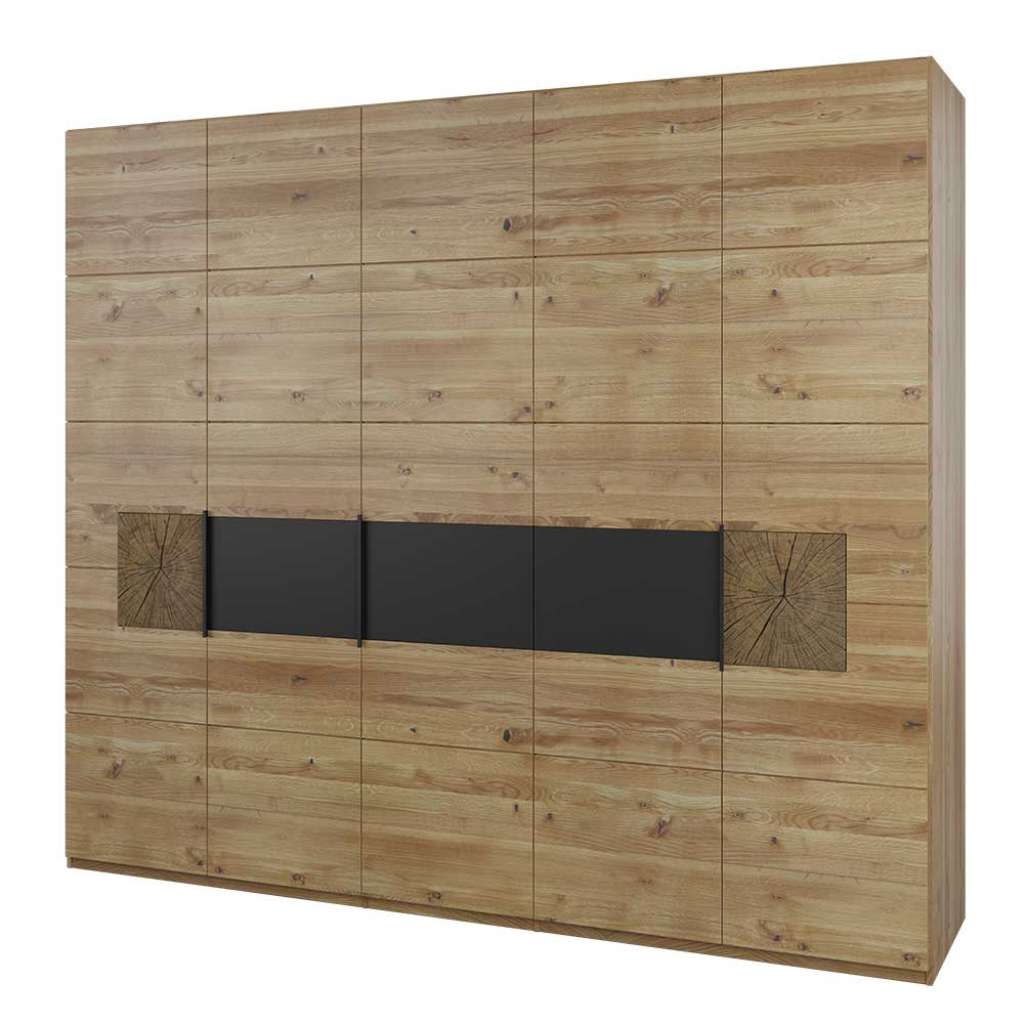 Schlafzimmerkleiderschrank in Eiche Bianco und Anthrazit 5-türig