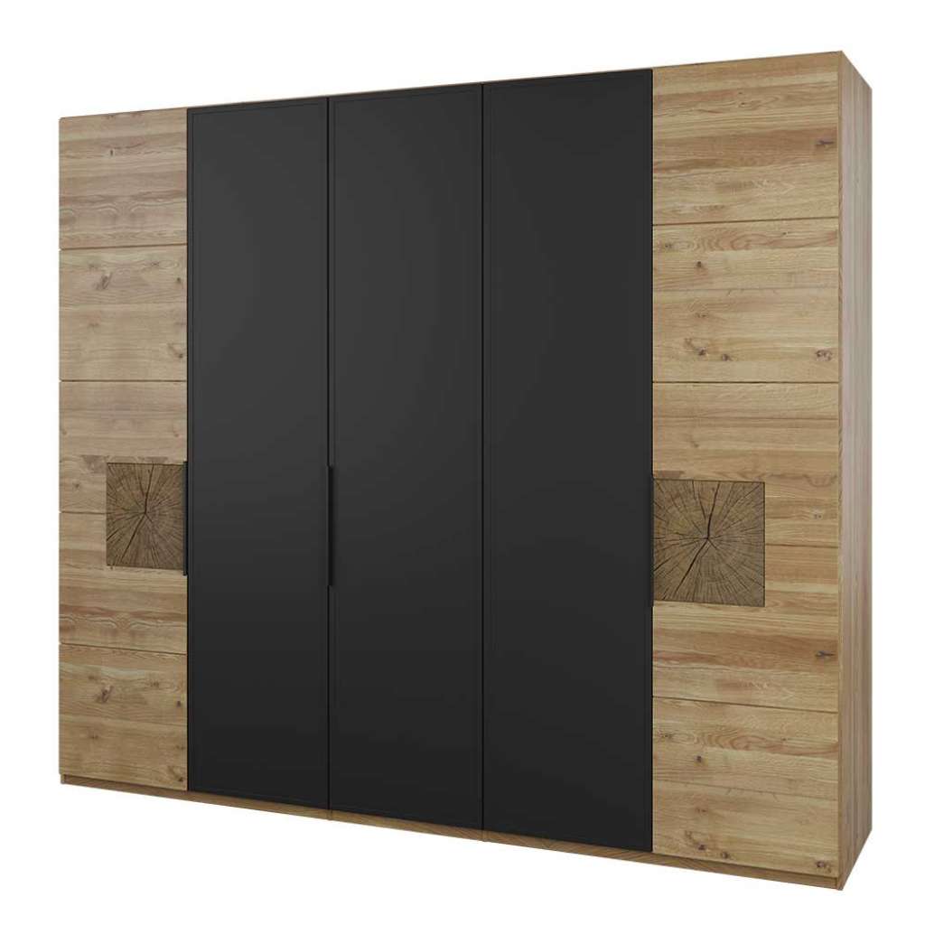 Drehtürenschrank in Eiche Bianco und Anthrazit 5 türig